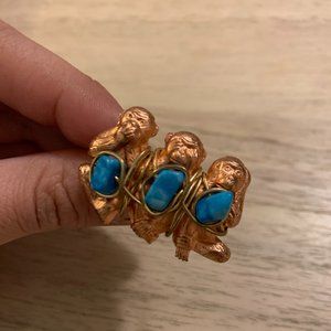 Turquoise Wise Monkeys Ring
